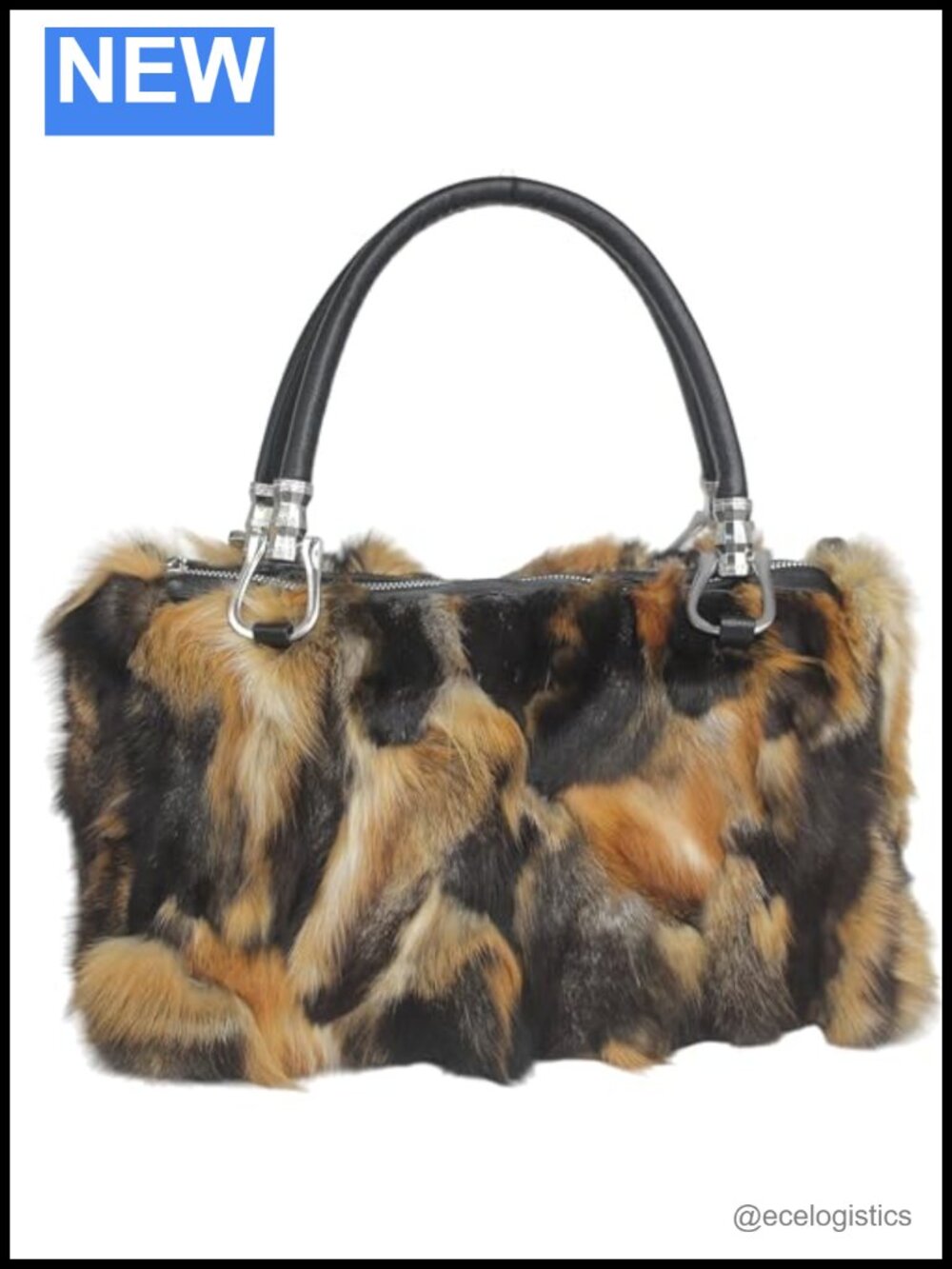 Genuine Fox Fur Handbag Large Spacious Luxurious Shoulder Bag